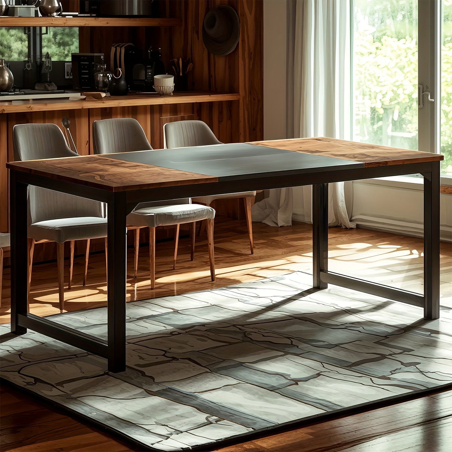Eettafel – Keukentafel – Tafel – Eetkamertafel – Houten Tafel – 160x80x75 cm – Metalen Frame – Bruin Zwart