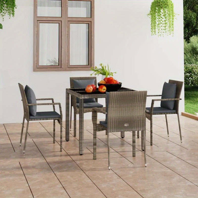 Tuinset – Tuinstoelen – Buitenmeubels – Terrasmeubelen – Polyrattan Stoelen – Weerbestendig Materiaal – Inclusief Comfortabele Kussens – Grijs