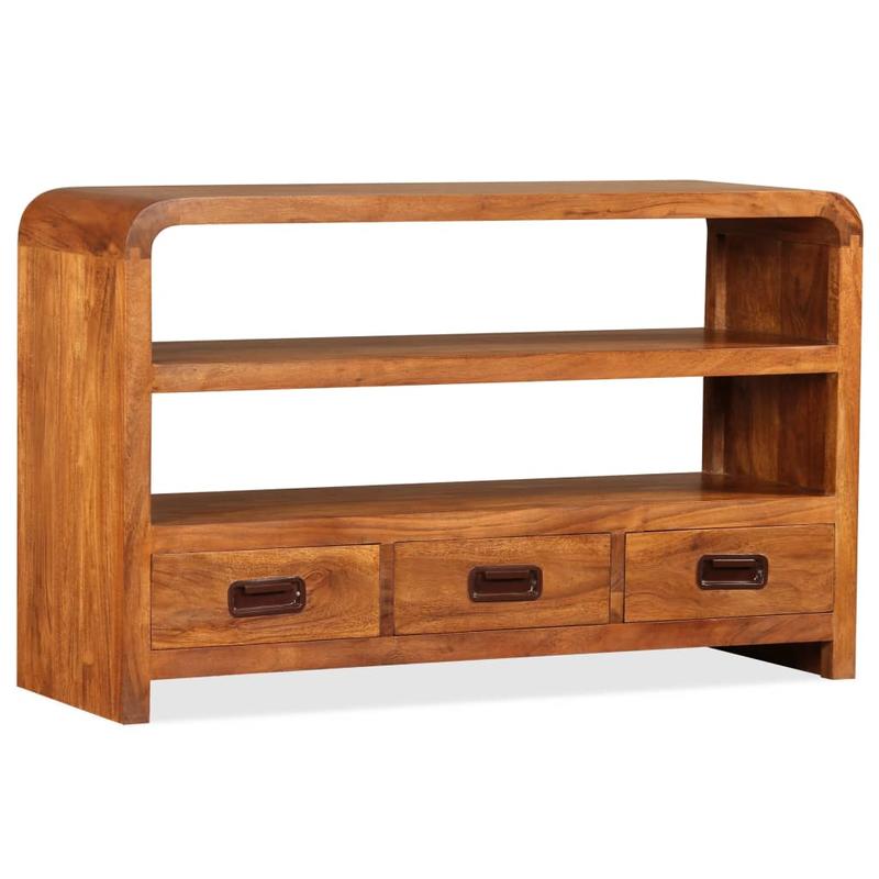 Tv Dressoir – Tv Meubel – Opbergkast – Dressoir – Kast – Massief Acaciahout – 90x30x55 cm – Wandmontage – Rustiek Design