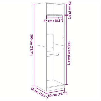 Classic White Wooden Wardrobe - 50x50x200cm, Freestanding Storage Organizer with Ample Hanging Space for Clothes and Accessories, Ideal for Bedroom or Dorm Room, Clothing Organization|Modern Aesthetic|Wooden Construction, Clo