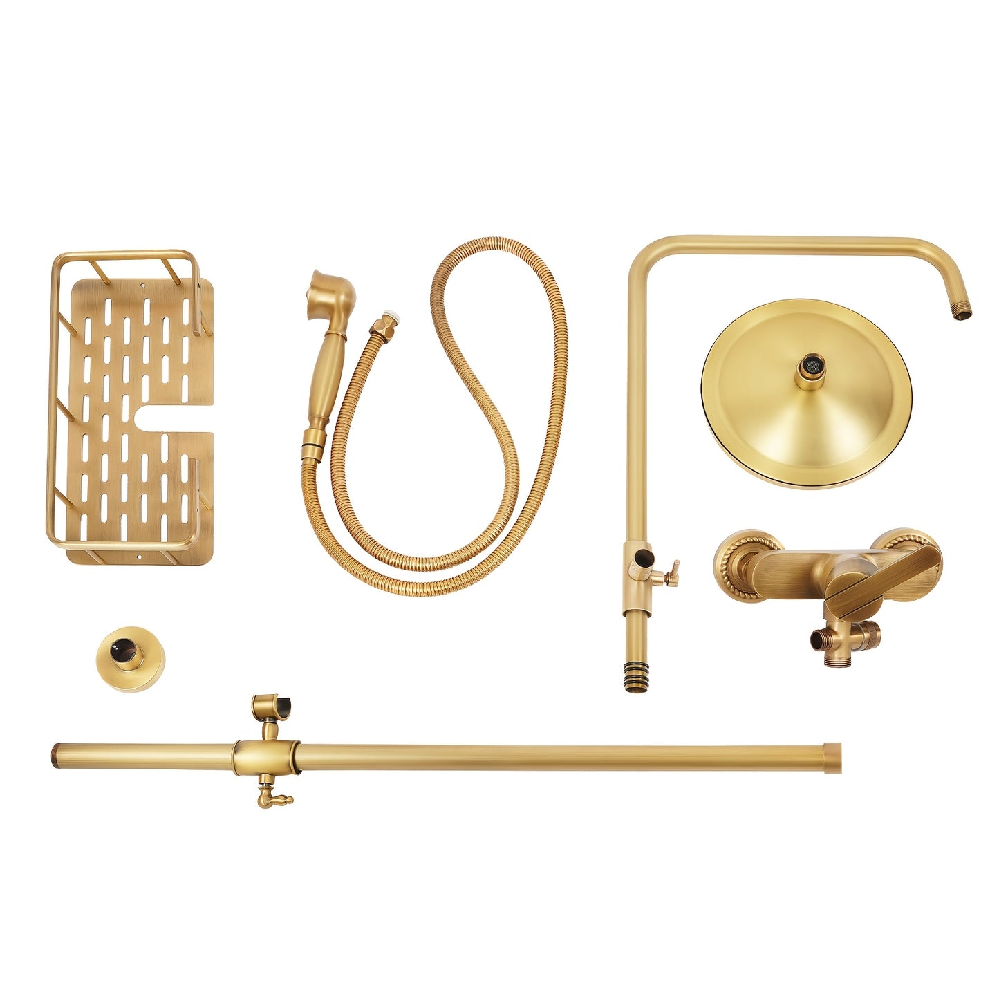 Douchekraan – Douche Set – Regendouche – Thermostaatkraan – Mengkraan – Messing Materiaal – Wandmontage Met Opbergrek