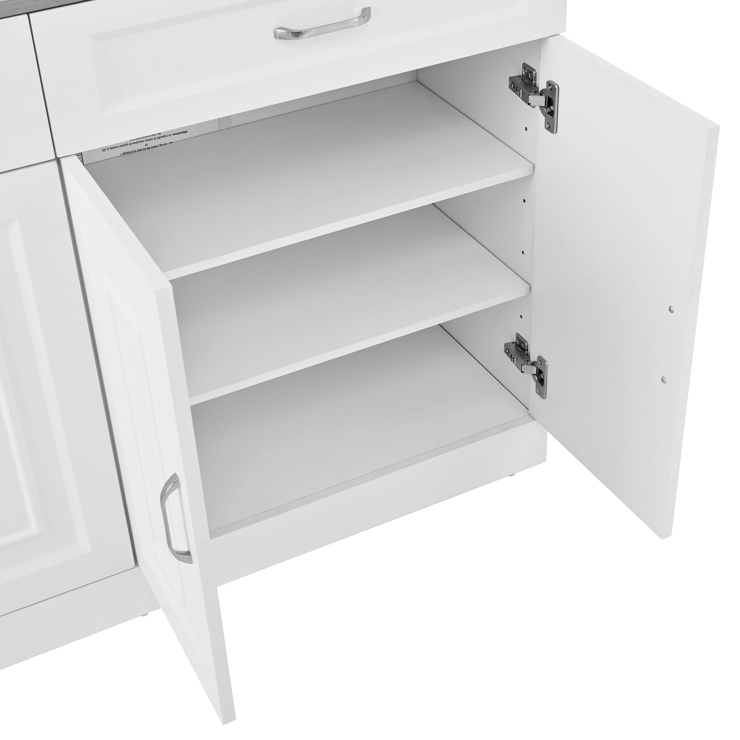 Sideboard – Dressoir – Kast – Opbergmeubel – Buffetkast – Wit Met Houtlook Bovenblad – Verstelbare Planken En Kantelbeveiliging – 120x35x80,5 cm