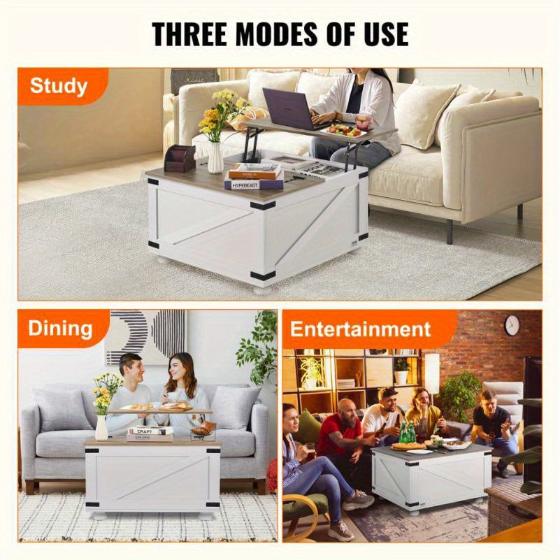 Salontafel – Woonkamertafel – Koffietafel – Bijzettafel – Tafel – Landelijk Design – Hout – Kantelbaar Liftdeksel – Opbergruimte – Compact formaat – Rustiek