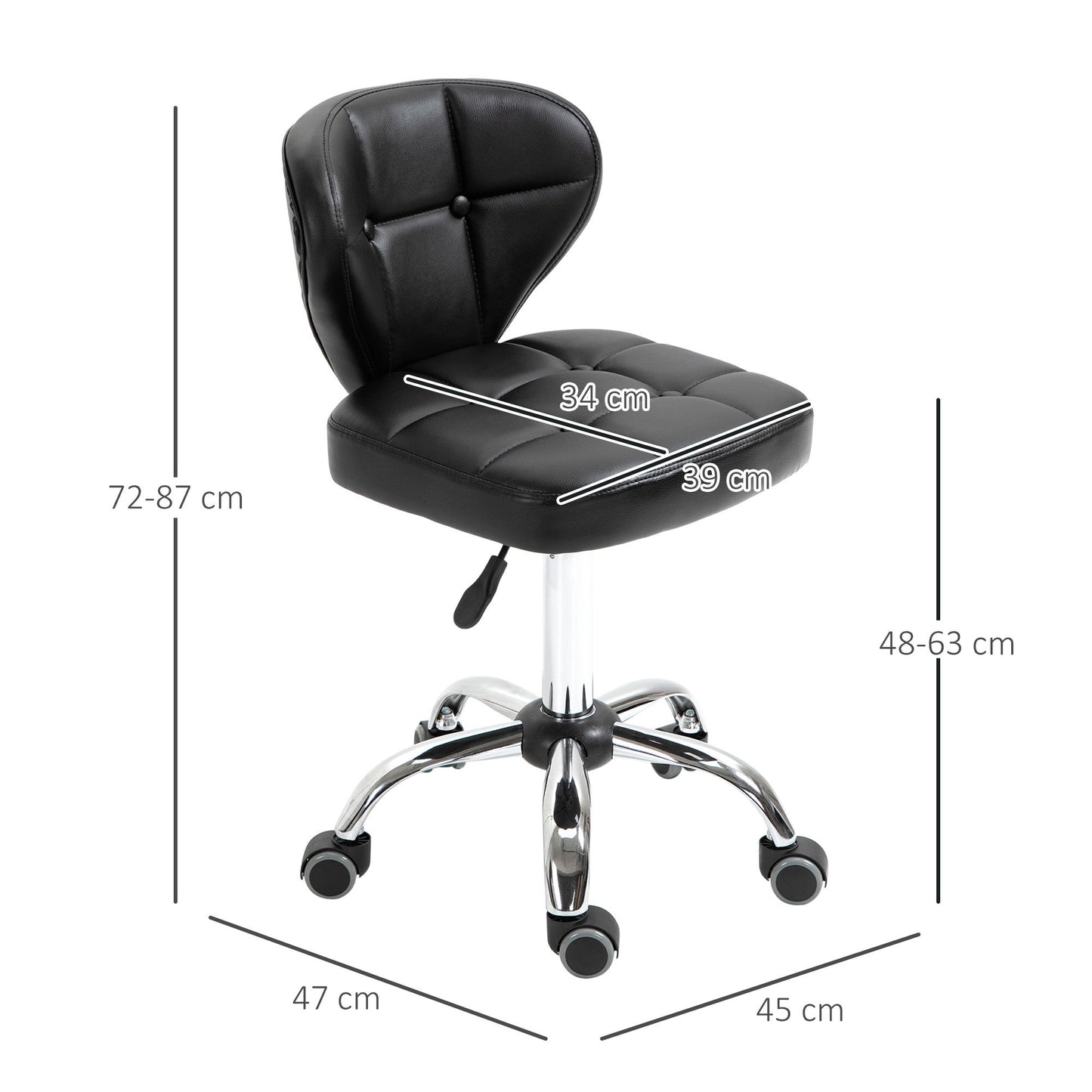 Kruk – Werkkruk – Zadelkruk – Bureaustoel – Draaistoel – Verstelbare Zithoogte 72-87 cm – Kunstleer Bekleding