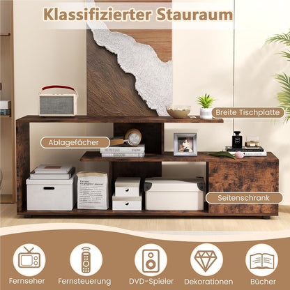 Tv-Kast – Tv-Meubel – Mediameubel – Lowboard – Tv-Stand – Voor Tv’s Tot 55 Inch – Asymmetrisch Design – Stevig Houtmateriaal