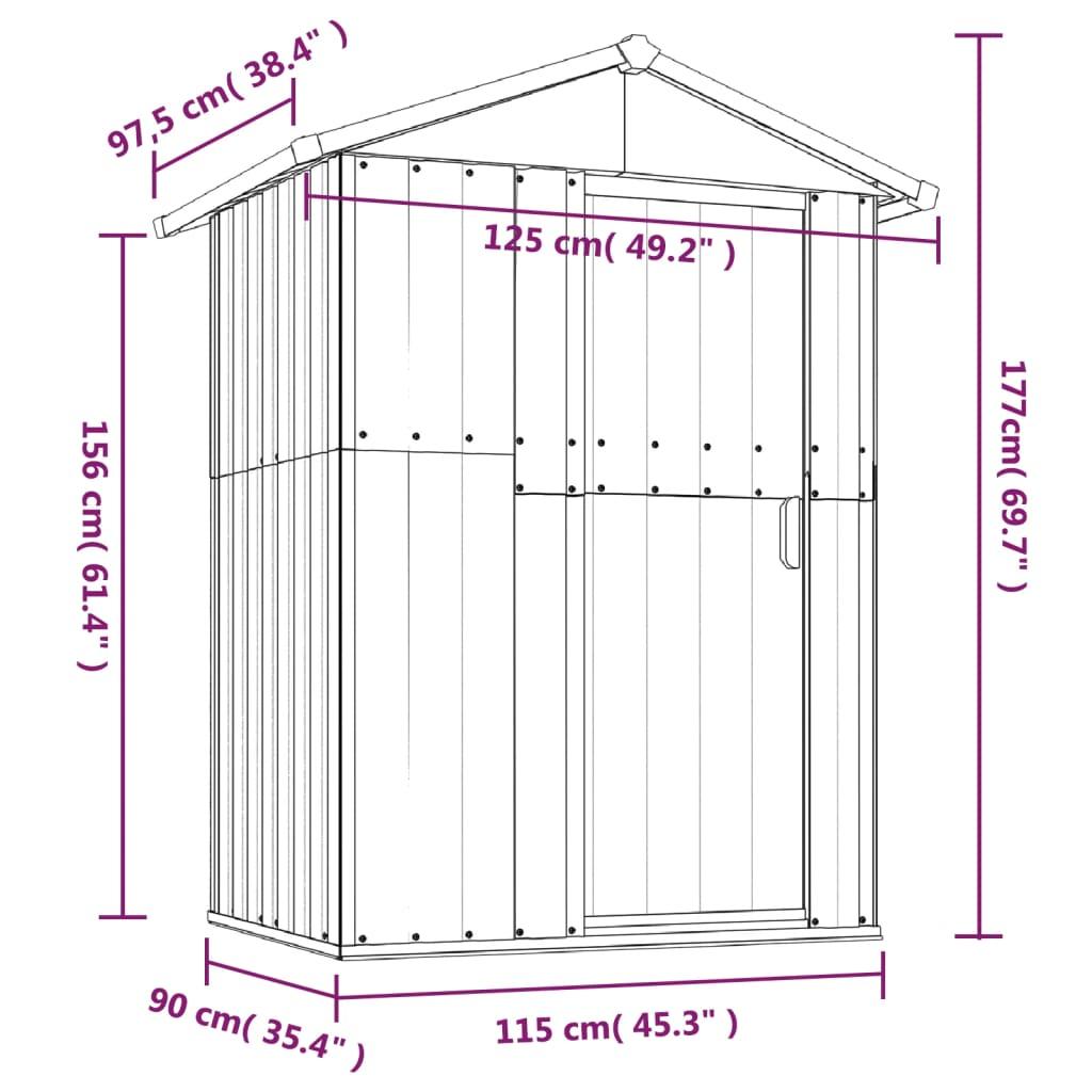 Opslagkast – Buitenberging – Tuinkast – Opslagkast Garage – Tuinberging Antraciet – Gegalvaniseerd Staal – Groot 126x97,5x177 cm – Robuust & Weerbestendig