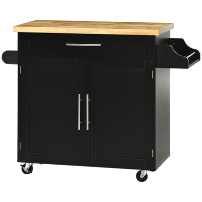 Keukentrolley – Keukenwagen – Serveerwagen – Keukenkar – Werktafel – Zwart – Kruidenrek en Handdoekhouder – 109 x 40 x 89 cm Compact en Stijlvol