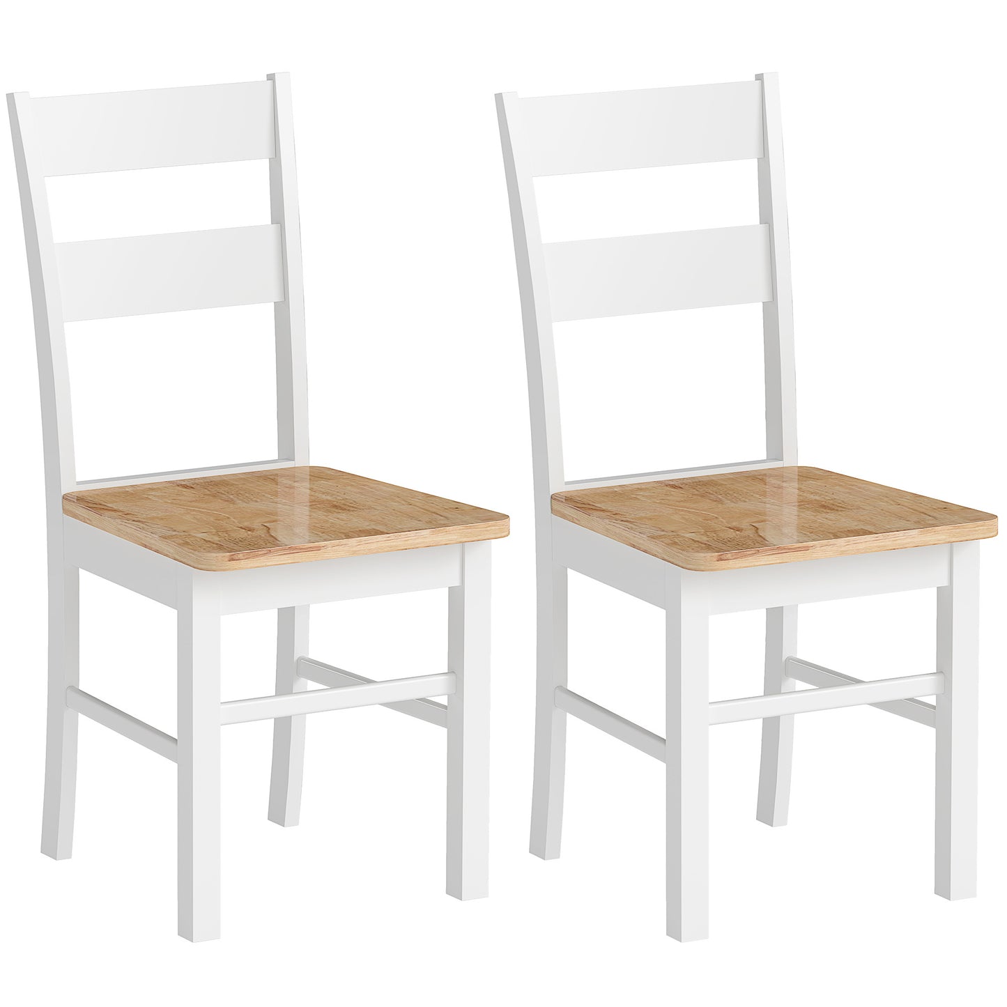 Keukenstoelen – Eetkamerstoelen – Stoelen Set – Houten Stoelen – Comfortabele Stoelen – Set Van 2 – Rubberhout – Ergonomische Gebogen Rugleuning