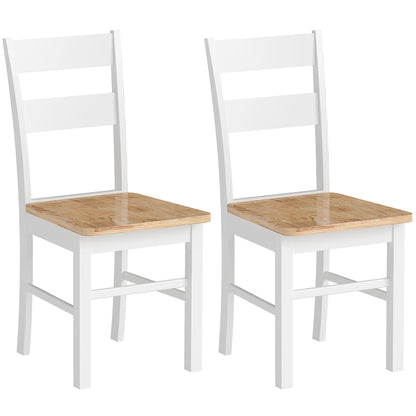 Keukenstoelen – Eetkamerstoelen – Stoelen Set – Houten Stoelen – Comfortabele Stoelen – Set Van 2 – Rubberhout – Ergonomische Gebogen Rugleuning