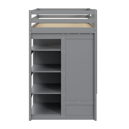 Stapelbed – Hoogslaper – Kinderbed – Multifunctioneel Bed – Uitklapbaar Logeerbed – Massief Hout – 90x200 cm – Met Kledingkast en Ladeblok