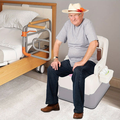 Bedside Commode Stoel – Toiletstoel – Commodestoel – Toiletkruk – Ziekenhuisstoel – Bruin – Stevige PP & PU Materiaal – Vrijstaand en Compact