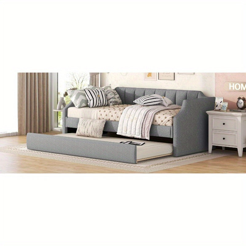 Uitschuifbed – Dagbed – Slaapbank – Eenpersoonsbed – Multifunctioneel Bed – Rollend Frame – Gemakkelijk Montage – Niet-Houten Materiaal – Grijs – Compact Voor Studios