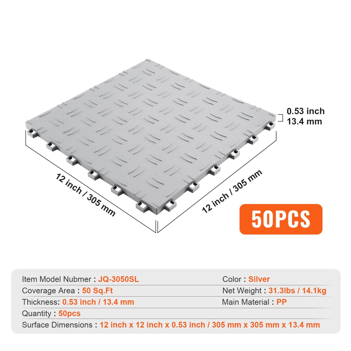 Garagetegels – Vloertegels – Interlocking Tegels – Garagevloer – Opslagtegels – Polypropyleen – 13,4 mm Dikte – Tot 2500 kg Belastbaar