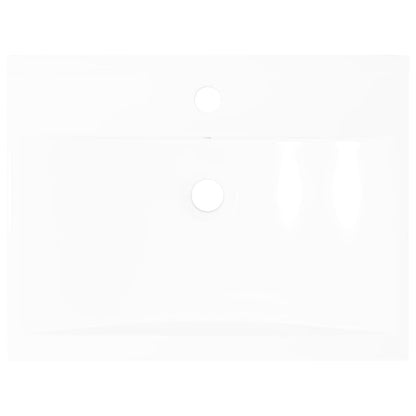 Wastafel – Waskom – Wasbak – Fontein – Opzetwastafel – Keramiek – 60x46 cm – Met Kraangat – Wit
