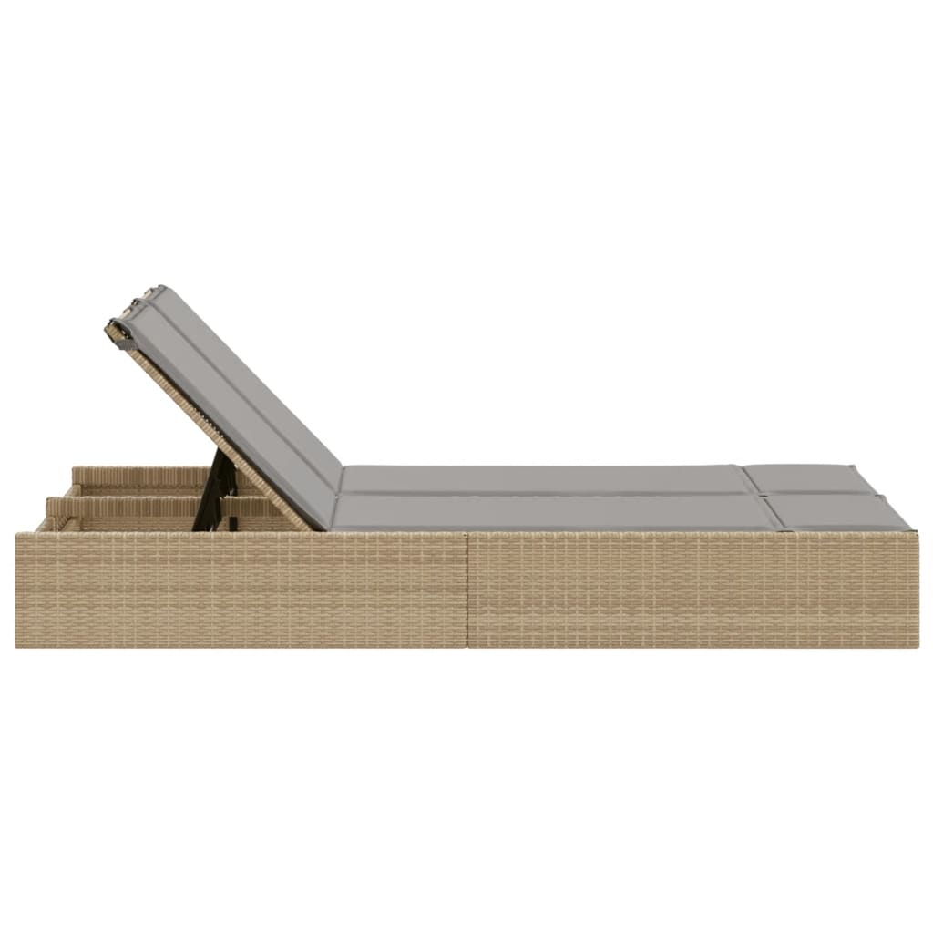 Ligbed – Dubbele Lounger – Loungezetel – Zonnebed – Ligstoel – PE-Rattan – Verstelbare Rugleuning – Comfortabele Kussens