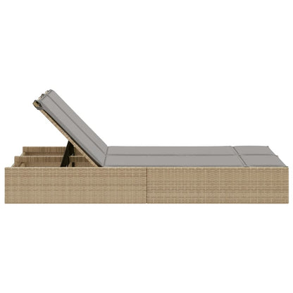 Ligbed – Dubbele Lounger – Loungezetel – Zonnebed – Ligstoel – PE-Rattan – Verstelbare Rugleuning – Comfortabele Kussens