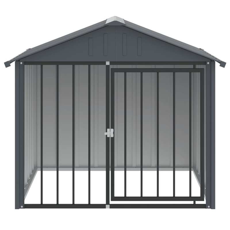 Dog hut with roof black 117x103x102cm galvanized steel This dog kennel provides plenty of space for your furry friend to be safe and comfortable.,  Pet Shelter, Spacious Kennel, Rustproof Material, Heavyduty Kennel, Dog House