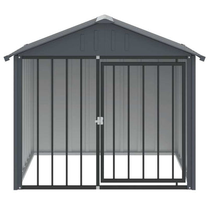 Dog hut with roof black 117x103x102cm galvanized steel This dog kennel provides plenty of space for your furry friend to be safe and comfortable.,  Pet Shelter, Spacious Kennel, Rustproof Material, Heavyduty Kennel, Dog House