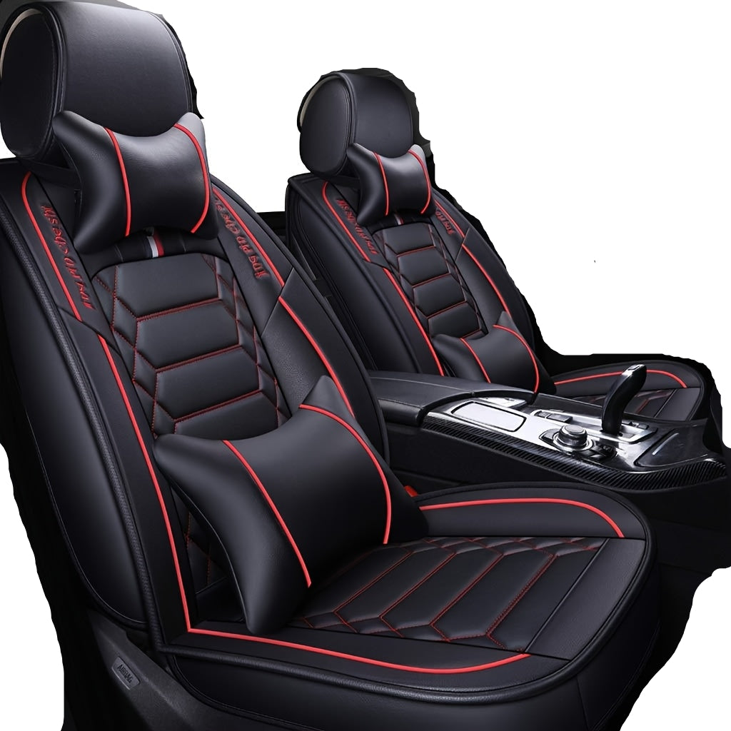 Autostoelhoes – Stoelhoes, Autostoelbekleding, Stoelbeschermer, Autohoes – Universele Pasvorm, Waterafstotend PU-Leder – Compleet Set Voor- en Achterstoelen