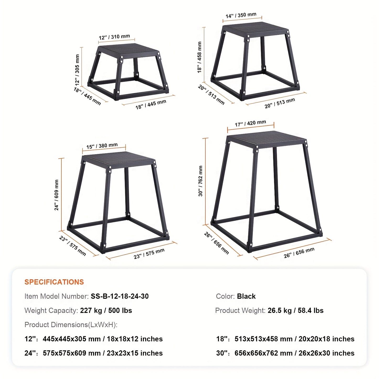 Plyobox – Plyometric Jump Box – Fitness Box – Jumpbox – Springbox – Verstelbare Hoogtes 30/45/60 cm – Robuust Stalen Frame met Anti-Slip Oppervlak