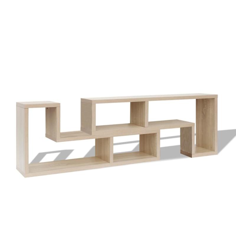 Double L-Shaped Oak TV Stand