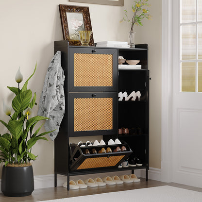 Schoenenkast – Schoenenrek – Schoenopberger – Schoenenkast – Schoenenkast Hal – Smal Design – 3 Lades Met Kantelmechanisme – Verstelbare Planken
