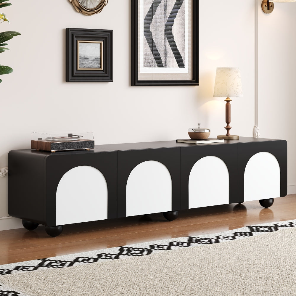 TV Cabinet | Black and White Color Scheme, Modern Minimalist Design with Striking Contrast, Lightweight and Space-Saving, Ideal for Living Rooms, Bedrooms, Compact Flats, Metal Material
