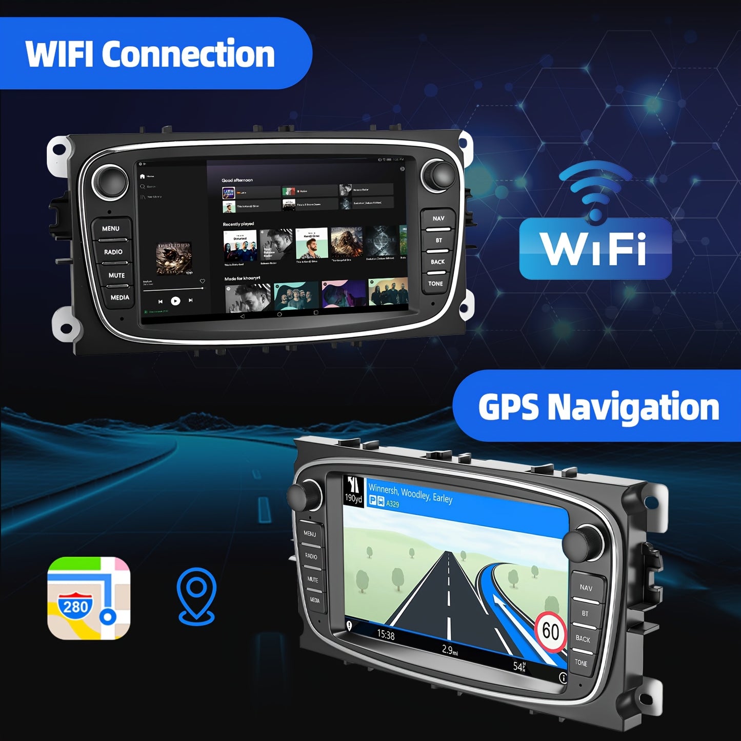Autoradio – Multimediasysteem – Car Stereo – Inbouwradio – Android Auto – 7 Inch Touchscreen – Android 14 Systeem – GPS Navigatie – Achteruitrijcamera – 4+64GB – WiFi – FM RDS
