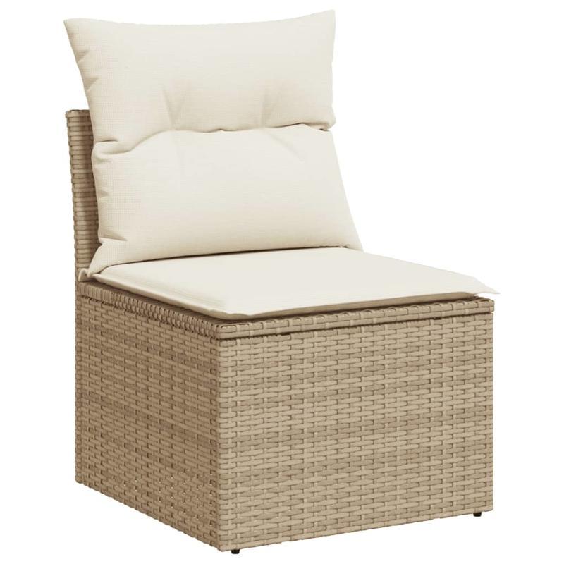 7-delige loungeset – tuinmeubelen – loungesofa – buitenmeubelen – zithoek – Beige kleur – Weerbestendig poly rattan – Afneembare wasbare kussens