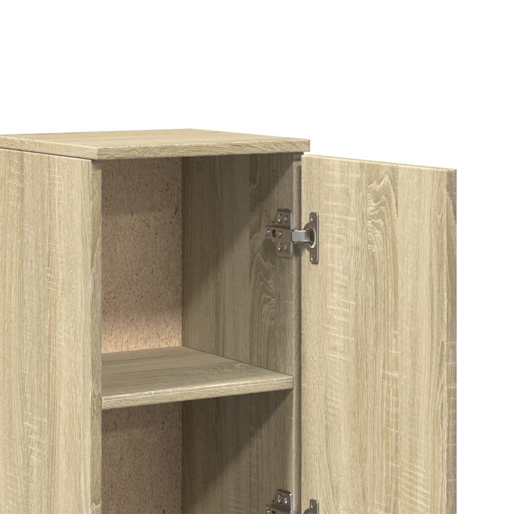 Badkamermeubelset – Badmeubel – Wastafelmeubel – Onderbouwkast – Spiegelkast – Sonoma Eiken Kleur – Duurzaam Hout Met Metalen Poot