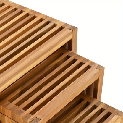 Zijdetafel – Bijzettafel – Sidetable – Nachtkastje – Salontafel – Set Van 3 – Duurzaam Teakhout – Nestbaar & Ruimtebesparend