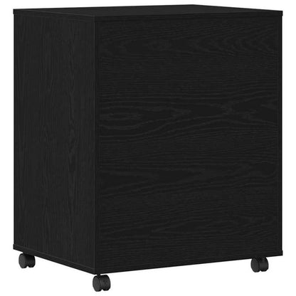 Black Oak Printer Stand Heavy-Duty Wood, Space-Saving Multi-Shelf Printer Cabinet with Sturdy Legs & White Pads - Portable Desktop Organizer for /Office, Printer, Scanner, Copier (60x48x74cm, Easy Assembly