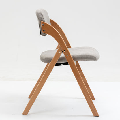 Klapstoel – Opvouwbare Stoel – Campingstoel – Eetkamerstoel – Extra Stoel – Set Van 2 – Houten Frame – Gewatteerde Zitting Met Afneembare Hoes – Grijs