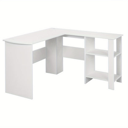 Bureau – Bureautafel – Computerbureau – Werkplek – Bureaublad – L-Vormig – Extra Breed – Kabelmanagement – Stevig Houtcomposiet – 130x130 cm – Wit