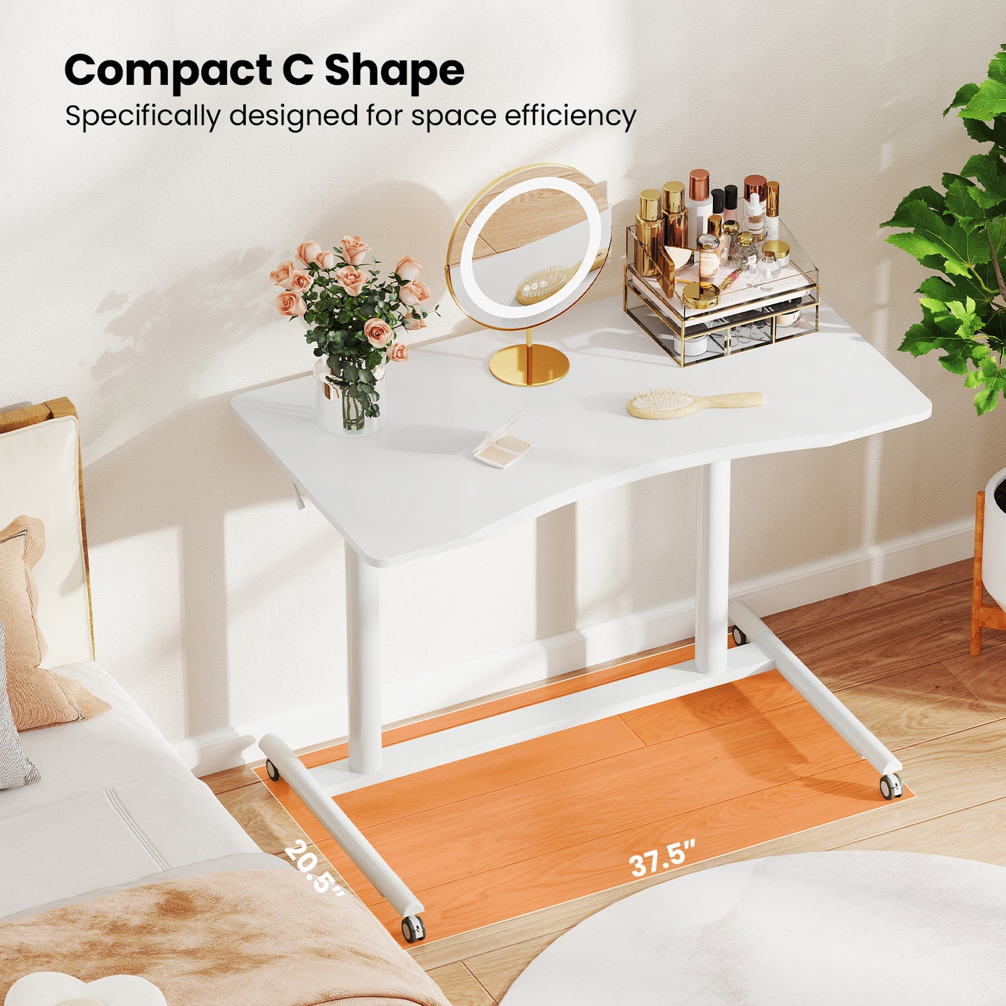 Mobiel Zit-Sta Bureau – Verstelbaar Bureau – Sta Bureau – Laptop Bureau – Mobiel Bureau – Compact Design – Aluminium Metalen Frame – Inklapbaar Met Remmen