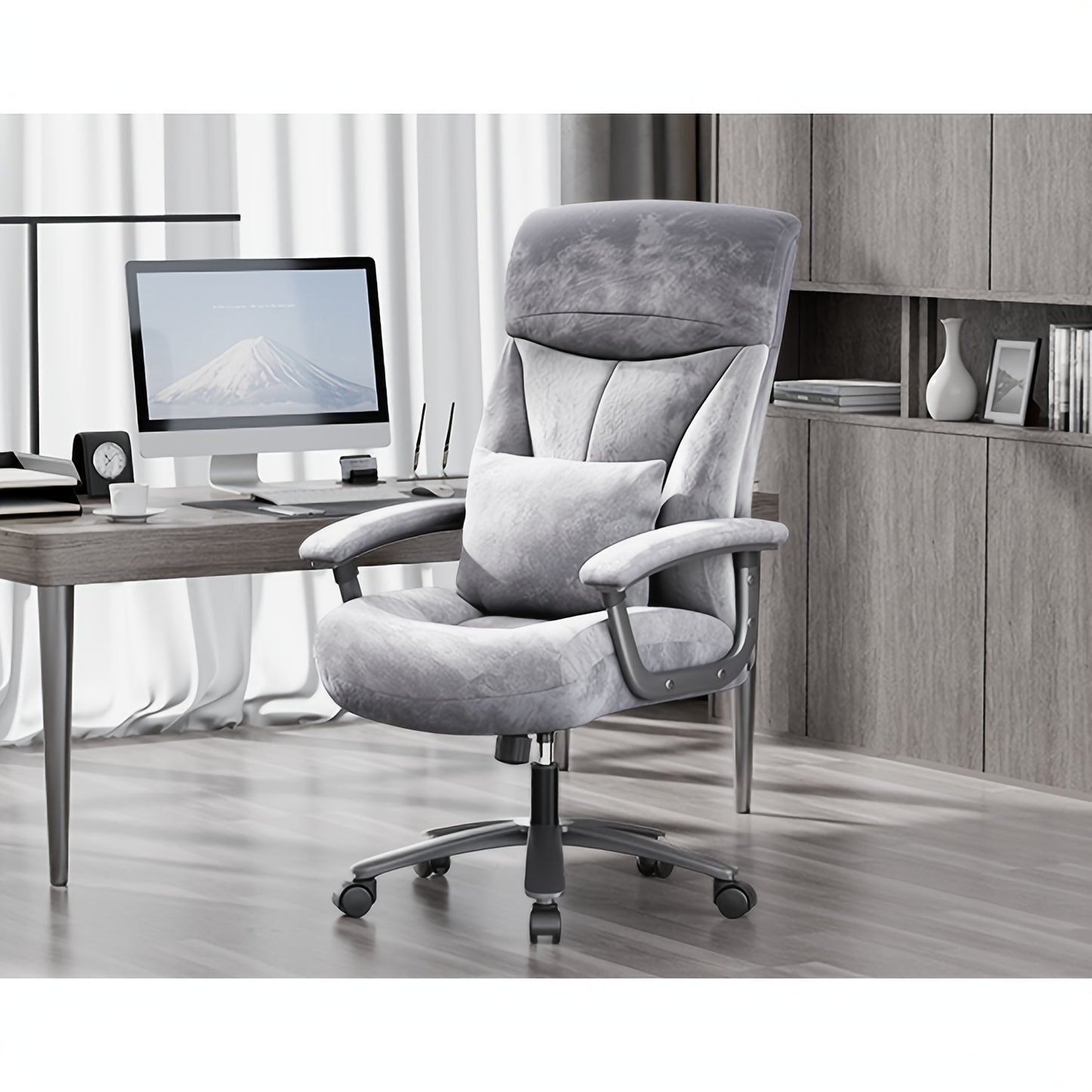 Bureaustoel – Ergonomische Stoel – Bureau Stoel – Kantoormeubilair – Draaistoel – Grijs – Geheugenfoam Zitting – Kantelbare Rugleuning