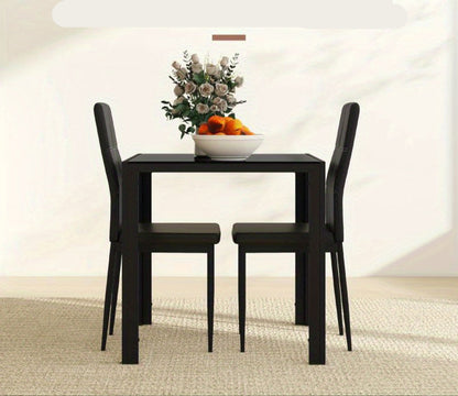 Eettafel Set – Eethoek – Keukentafel – Diningset – Zitgroep – Glazen Tafelblad – Robuust Metalen Frame