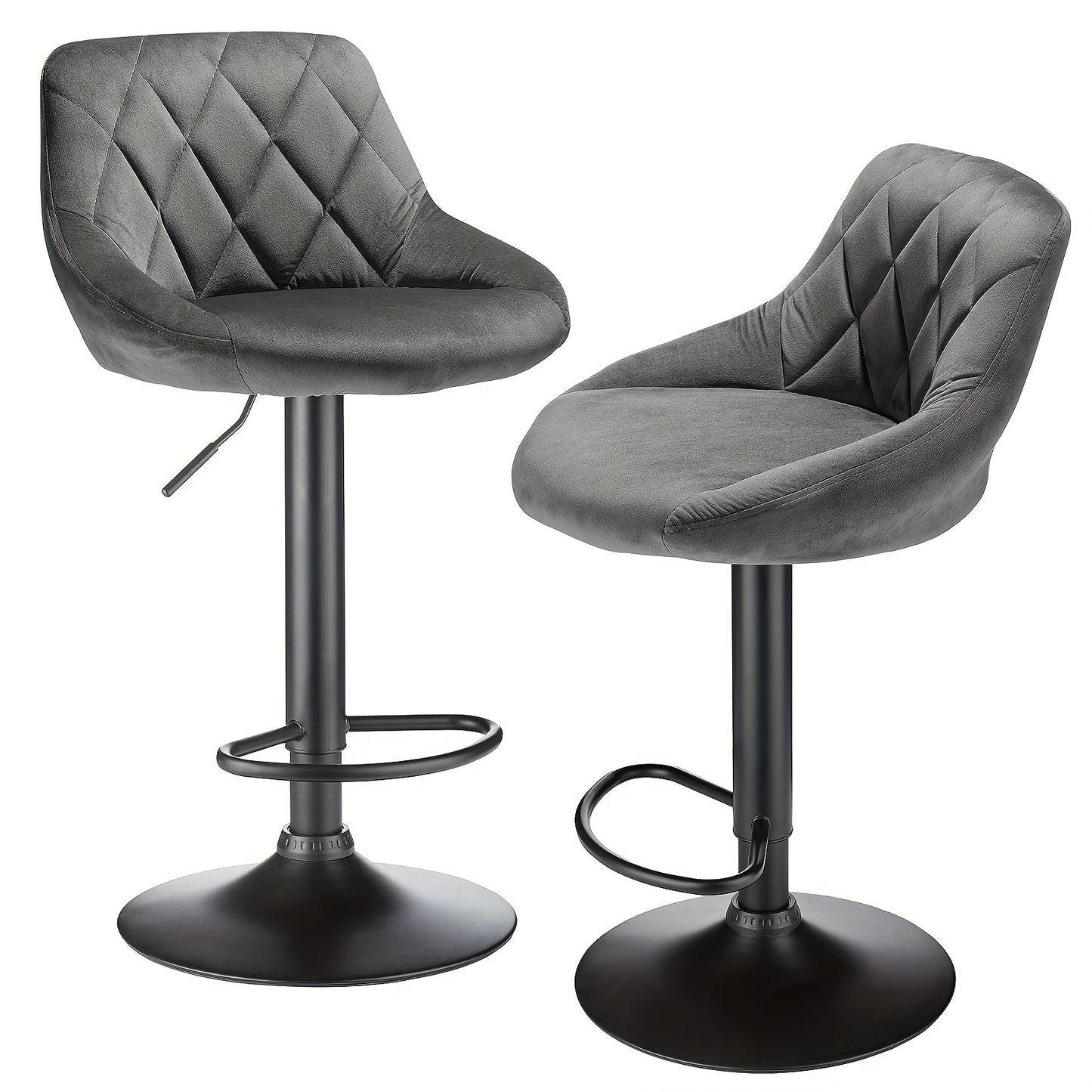 Barstoel – Barkruk – Barstoel Kruk – Barkrukken – Barstoelen – Set Van 4 – Fluwelen Bekleding – Draaibaar Metalen Onderstel