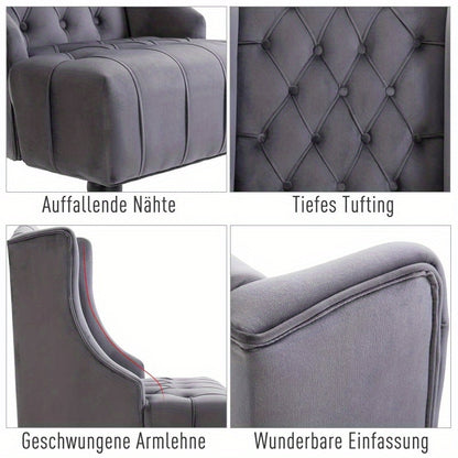 Homcom Earring Single Relaxsel with Tufting Increased Legs Gray Velvet 67 X 70 5 X 97 Cm Consecration And Comfortable