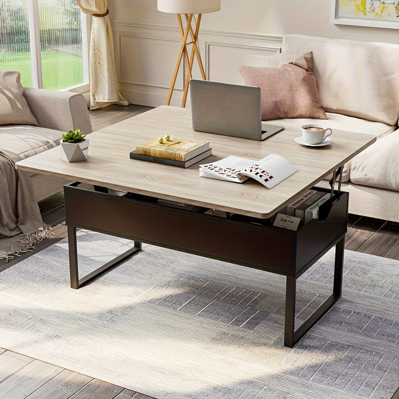 Salontafel – Koffietafel – Bijzettafel – Woonkamertafel – Eettafel – Verstelbaar Lift-Top – Ruime Opbergruimte – Compact 100x50/100x100 cm – MDF Houtbruin