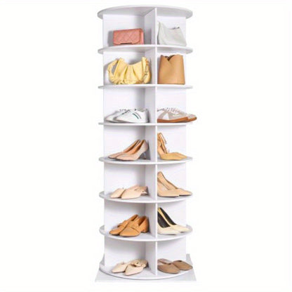 Schoenenrek – Schoenenkast – Schoenenopberger – Schoenentoren – Schoenhouder – 7 Lagen – 360° Draaibaar – Houten Zwart Design