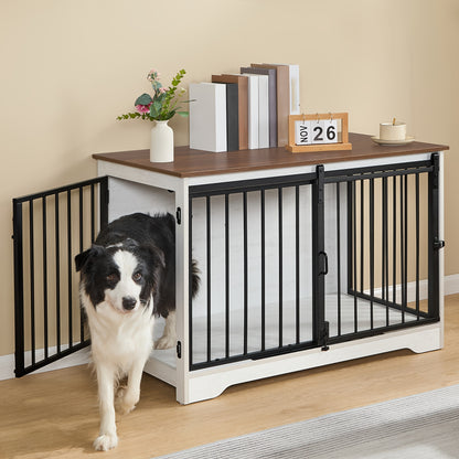 Hondenbench – Hondenkooi – Hondenhok – Hondenkooi Meubel – Hondenbench Hout – 100x60x68 cm – Dubbele Deuren & Duurzaam Hout-Metaal Design
