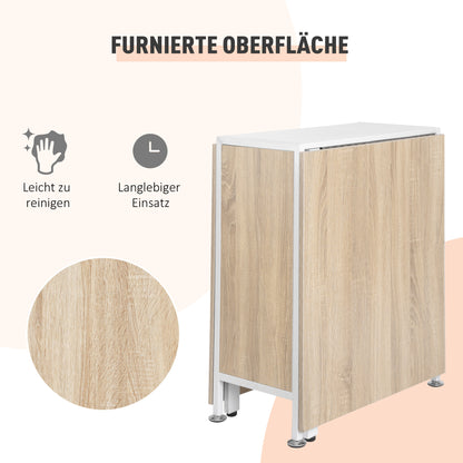Zijdelingse Tafel – Opklapbare Tafel – Bijzettafel – Eettafel – Werktafel – Ruimtebesparend Ontwerp – MDF Tafelblad Met Eikenlook Natuurlijk Wit Frame 169x60x75 cm