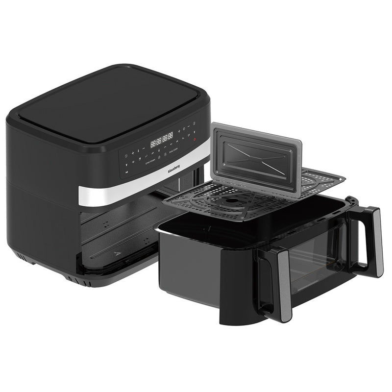 Airfryer – Heteluchtfriteuse – Friteuse – Digitaal Display – Dubbele Mand – 9L Capaciteit – Touchscreen Bediening – Tot 80% Minder Vet