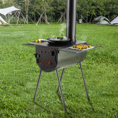 Tentkachel Op Hout – Houtkachel – Campingkachel – Buitenverwarmer – Tungsten Staal – 3 Meter Lengte – Stroomloos Gebruik