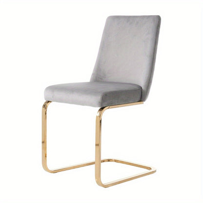 Eetkamerstoel – Stoel – Dining Chair – Lounge Stoel – Woonkamerstoel – 2 Stuks – Luxe Grijs – Diamant Rugdesign – Gouden Metalen Poten – Comfortabel – Modern Design