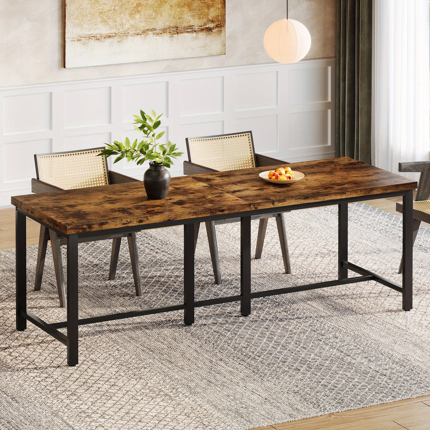 Studietafel – Bureau – Computertafel – Werkplek – Thuiswerkplek – Extra Lang 199,9 cm – Dubbele Werkruimte voor 2 Personen – Hout Zwart en Bruin