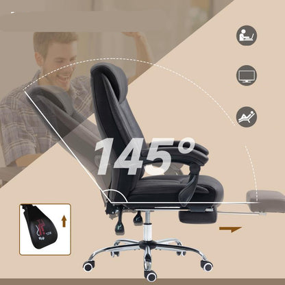 Bureaustoel – Ergonomische Stoel – Office Chair – Draaistoel – Bureaustoelen – Verstelbare Rugleuning 145° – Metalen Frame – Max. 120 kg – Zwart