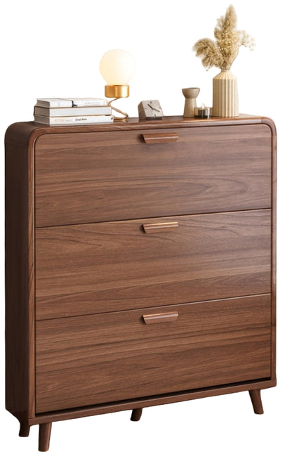Schoenenkast – Schoenenrek – Schoenenopberger – Hal Organizer – Schoenenkast Met Klapfront – Hout – Voor 15 Paar Schoenen – Modern Bruin Wit – Ruimtebesparend Design