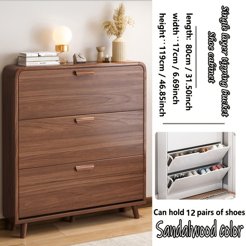 Schoenenkast – Schoenenrek – Schoenenopberger – Hal Organizer – Schoenenkast Met Klapfront – Hout – Voor 15 Paar Schoenen – Modern Bruin Wit – Ruimtebesparend Design